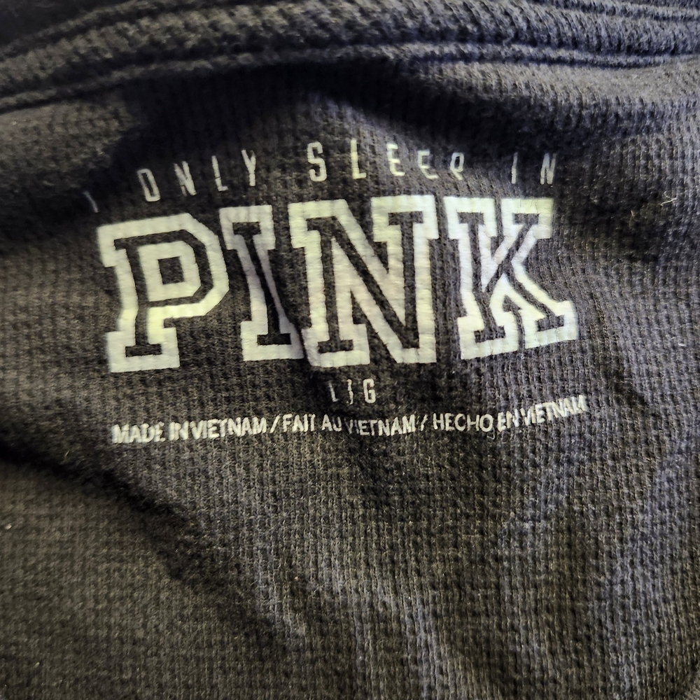 Victoria's Secret Black Long-Sleeve Henley with Cream Dog Logo - Picture 3 of 4